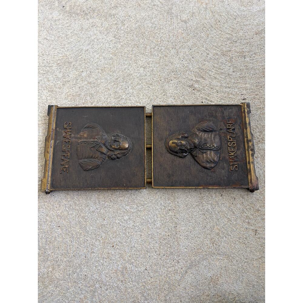 Vintage antique brass Shakespeare expandable book ends
